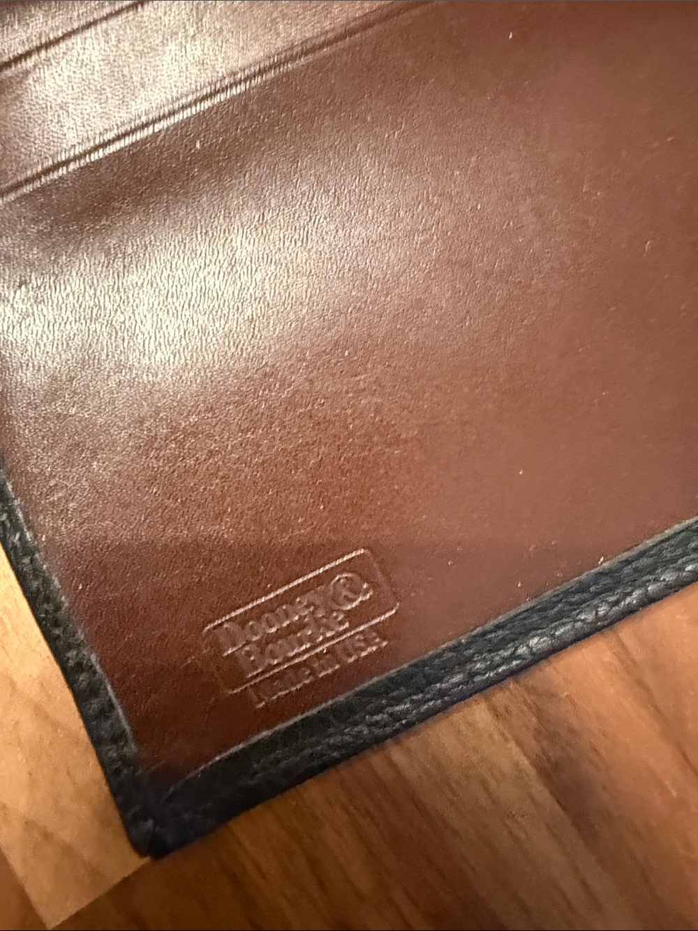 Dooney & Bourke Black Pebbled Leather Wallet with Brown Trim - Picture 8 of 9